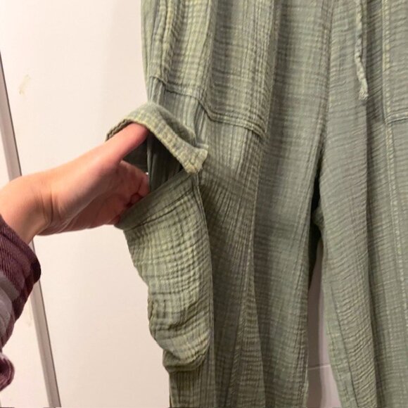 NWT New In Cotton Cargo Joggers Pull On Pants Green Size Large - Picture 5 of 16